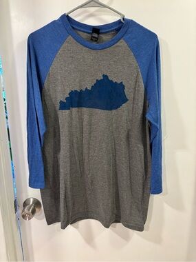 District Gray Kentucky Tee with Blue Raglan Collar